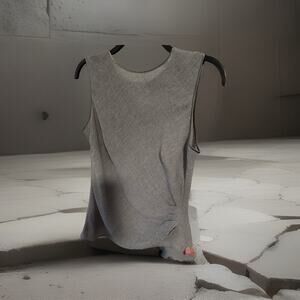 Bloomingdale And Tahari Gray Linen Blend Tank Asymmetrical Ruching Waist Vintage